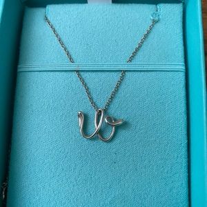 Letter W Tiffany necklace, on a 16" chain by Elsa Peretti.